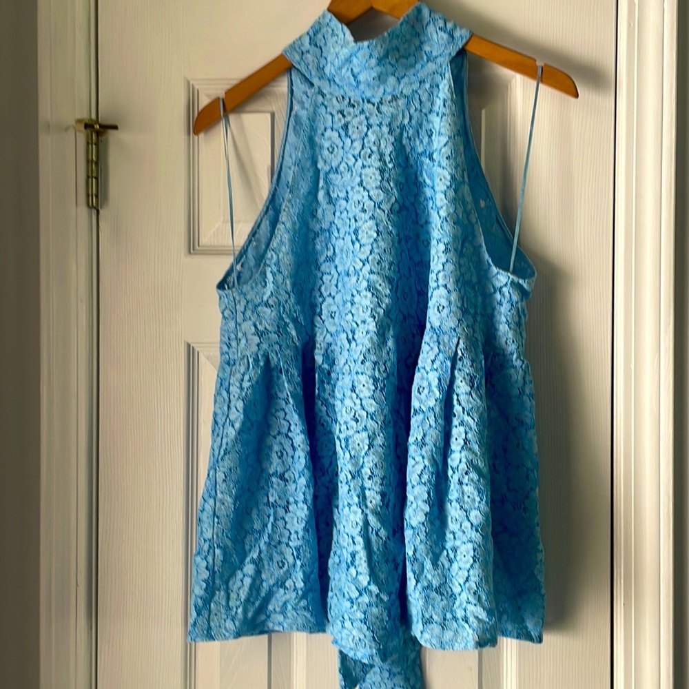 Zara Lace Blue Top Sz M